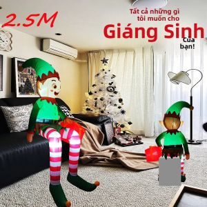 Mô Hình Ông Già Noel Bơm Hơi Giáng Sinh 25M/82FT Mô Hình Chú Lùn Có Đèn LED Tích Hợp Trang Trí Trong Nhà Ngoài Trời Sân Vườn Tiệc Lễ Hội