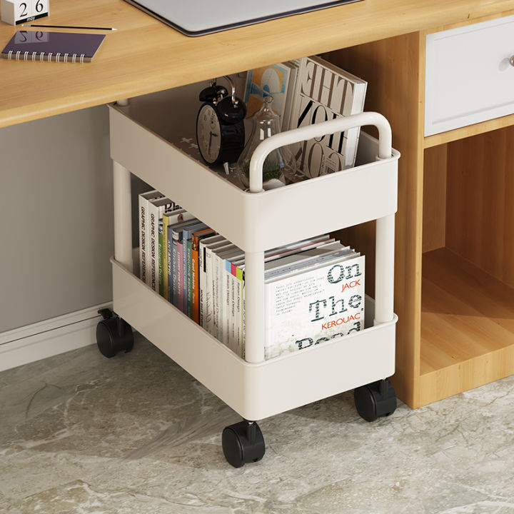 underTable Bookshelf and Storage Shelf FloorStanding Trolley Movable