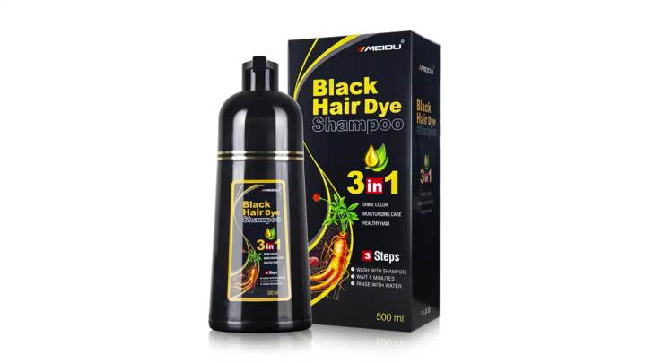 Black Hair Dye Shampoo 3 in 1 for Gray Hair, Hair Color Shampoo for Women and Men, Instant Shampoo Hair dye-100% Grey Hair Coverage (16.9 Fl oz)
