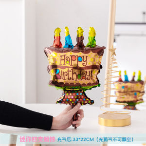 Creative Birthday Cake Balloon Party Scene Decoration Props Aluminum Foil Balloons Baby First Year Birthday Celebration Supplies