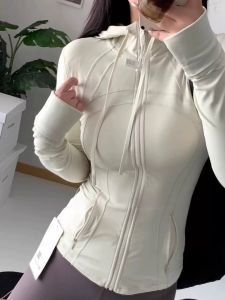 เสื้อแจ็คเก็ตโยคะมีฮู้ด แขนยาว ทรงสลิมฟิต สำหรับผู้หญิง วิ่ง ออกกำลังกาย ฤดูใบไม้ร่วง/ฤดูหนาว ผ้าไนลอน ระบายอากาศได้ดี แห้งเร็ว ดูดซับเหงื่อ