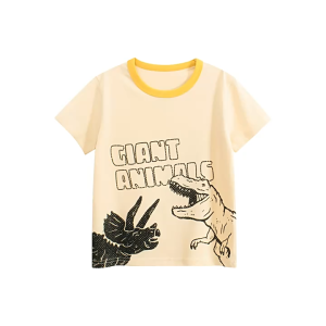 2025 Summer Kids T-Shirts Clothing 100% Cotton Short Sleeve Shark Dinosaur Bear Rabbit Cartoon Kids Boys Casual Sport Top Tees