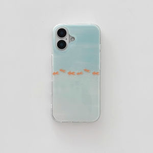 Fresh Style One Row Goldfish Gradient Mobile Phone Case for Oppo Reno 14/13pro/12pro+11pro Findx8pro/X7pro Realme GT7PRO/13pro+ White Bottom IMD