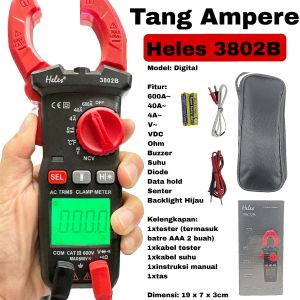 Tang Ampere Heles 3802B Digital Clamp Multimeter NCV Buzzer Temperature