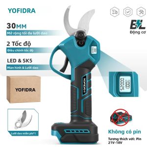 Kéo Cắt Tỉa Không Dây YOFIDRA 30mm 2 Tốc Độ Động Cơ Không Chổi Than Dùng Cho Pin Makita 18V Lưỡi Thép Không Gỉ