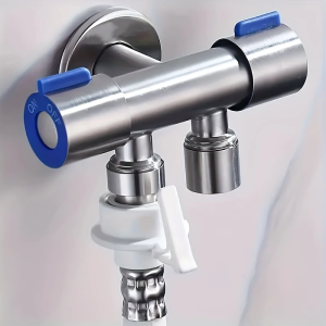 1 Inlet and 2 Outlet Dual Control Handle Stainless Steel Angle Valve Suitable for Low Floors below 5th Floor