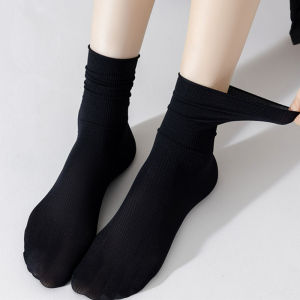 10 Pairs Womens Thin Ice Silk Long Tube Socks Summer Cool Mid Calf Black and White Ice Socks Pile Ladies Socks