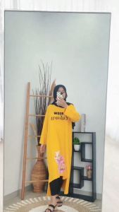 BAJU POPULER MEOW MIDI DRESS HS Bahan KAOS KATUN COMBED 24 S APK SABLON SIZE M L XL DAN XXL