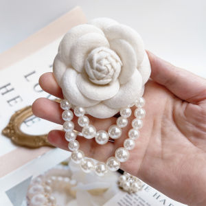 Elegant French Vintage Pearl Tea Rose Brooch Pin High End Womens Style Premium Quality Blouse Accessory Fashionable Lapel Pin
