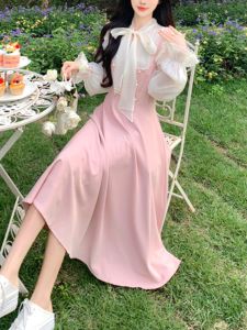 Soft Style Sweet Lace Illusion Two-Piece Dress Womens Autumn Winter New Style Age-Defying Versatile Slimming Fairy Skirt