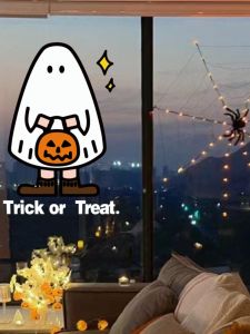 Halloween Ghost Decorations Cute Prank Stickers Glass Static Cling Festival Atmosphere Window Decals for Shop Display