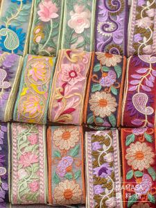 Thickened Embroidered Lace Trim 5cm Wide Colored OEYUN Satin DIY Hanfu Ethnic Style Knitted Lace Material Home Sewing Accessories
