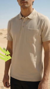 camel active Outdoor Casual Regular Fit Jacquard Polo Shirt - Sand 9-280Z26JAC1215