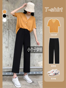 Tall Womens High Waist Straight Leg Black Pants Asymmetrical Commute Style Korean Fashion Spring Summer Autumn New Arrival