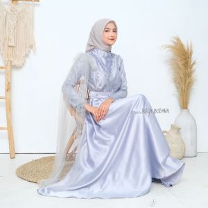 Dress Nikita brocade Velvet mix tile mutiara tutu model klok payung lebar/dress kondangan/terbaru/cod/ld 120cm