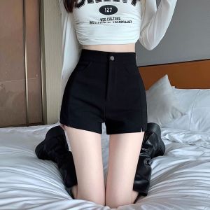Black High Waist Stretchy Suit Shorts Womens Autumn 2024 New Style Outwear Thermal Pants Small Size College Style Hot Pants