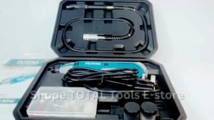 Máy mài khuôn cầm tay mini TOTAL TG513326 130W có chỉnh tốc. Bộ máy mài khắc khoan mini 3.2mm kèm 109 phụ kiện và dây nối đàn hồi