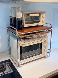 Kitchen Rack Microwave Rack with Drawer & Open Storage Multi-Functional Microwave/Oven/Toaster Oven Rack Durable Metal & Wood Construction