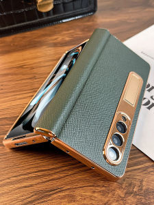 Green New Luxury Genuine Leather Phone Case for Samsung W23 W22 ZFold6 Fold7 Ultra-Thin Full-Coverage Foldable Screen Protective Shell