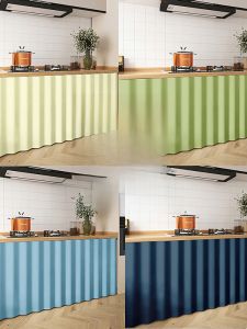 Magic Adhesive Cabinet Door Curtain Kitchen Shelf Dustproof Ugly Covering Cloth Room Partition Curtain Window Treatment