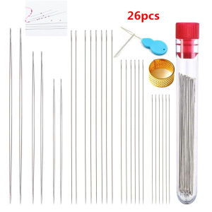 MIUSIE 26Pcs Big Eye Curved Beading Needles Stainless Steel Handmade Pins Bead Threading String Cord Easy Jewelry Making Tools
