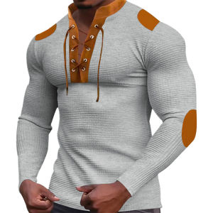 Áo Thun Nam Cổ V Tay Dài Chất Liệu Waffle Phối Màu Thời Trang Áo Lót Mặc Trong Thoáng Khí Nhanh Khô Chất Liệu Polyester Co Giãn