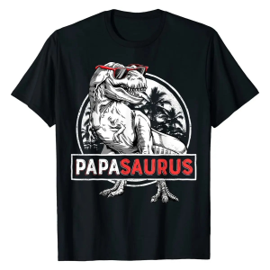 PAPASAURUS T shirt PAPASAURUS T rex Papa Saurus Dinosaur Men Dad Daddy Classic Cotton Boy Tops Crazy Faddish T Shirts Streetwear