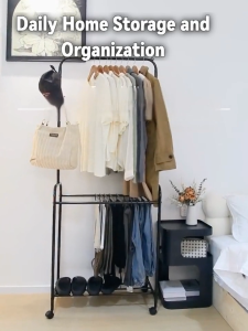 BEASTLAND Iron Storage Rack Floor Standing Movable Trouser Rack Multi Functional Wardrobe Trouser Hanging andDrying Rack