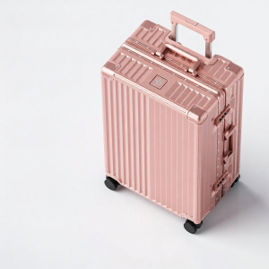 WALKTRIP | Ladies Aluminum Frame Pinkish Lotus Colored Luggage 26 inches