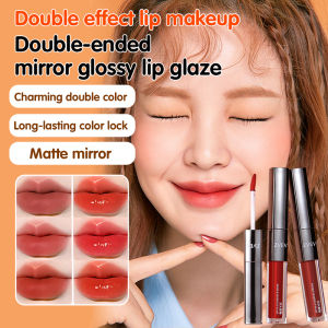 [Best-Selling List] Double-Headed Lip Glaze Female Mirror Water Gloss Lip Gloss Does Not Fade and Does Not Stick to Cups Official Authentic Lipstick
