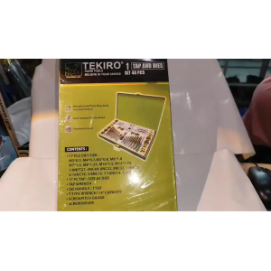 Tekiro Set Senai dan Tap GT-TD1726 17 PCS Dies M3-M12 & 1/8NPT27-1/2NC13 Alat Teknik Jepang Standar Industri