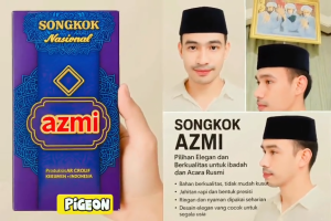 Songkok Nasional Hitam Songkok Azmi Tinggi 9 FULL AC Bahan Beludru Pigeon Kualitas Premium