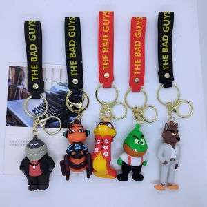 Bad Guys Keychain Anime Figure Key Ring Mr. Wolf Snake Piranha Shark Kawaii Bag Pendant Kids Toy Cute Car Key Chain Pendant Gift
