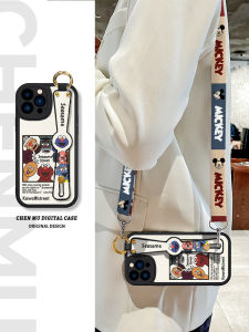  17 Cartoon Sesame Street Silicone Phone Case Crossbody Neck Strap Womens New Style plus Protection Cover for 14Pro 13 Mini