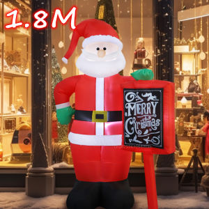 Ông Già Noel Bơm Hơi 18M Có Bảng Đen Và Đèn LED Tích Hợp Đồ Trang Trí Sân Vườn Ngoài Trời Giáng Sinh Vui Vẻ