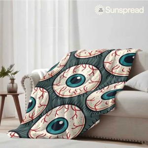 Beast Kingdom | Chăn Flannel Mềm Mại Họa Tiết Mắt Người Đáng Sợ Nhẹ Nhàng Ấm Áp Trang Trí Nhà Cửa Giáng Sinh Halloween Chất Liệu Polyester In Họa Tiết Chống Xù Lông
