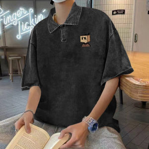 Áo Thun Polo Nam Tay Ngắn Mùa Hè Phong Cách Mỹ Cổ Polo Rộng Rãi Thoải Mái Cotton Thoáng Khí in Họa Tiết Sọc Thường Ngày