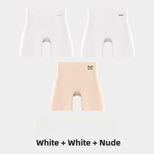 miiow | Cat Woman Ice Silk Seamless Anti Exposure Safety Pants Underwear Two In One High Waist Antibacterial Short Shorts Women