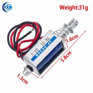 JF-0530B Nam Châm Điện Khung Mở Loại Đẩy & Kéo DC 6V 12V 24V Tương Thích 5N Lực Giữ 10mm Solenoid Tuyến Tính Hành Trình 10mm Cho Các Ứng Dụng Máy Tính