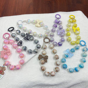 🔥Fashion Bow Phone Chain Anti Drop Phone Case Pendant Two-color Beaded Key Chain LovelylifeFu👍