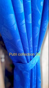gorden pintu dan jendela polos tebal model smokering/tirai warna biru