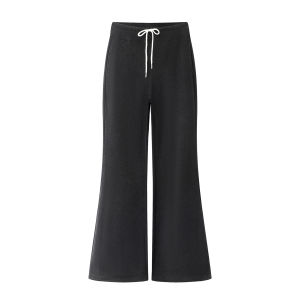 Elegantly Slimming Soft Bell Bottom Pants Pure Color Drawstring Elastic Waist Commuter Friendly Casual Trousers for Women
