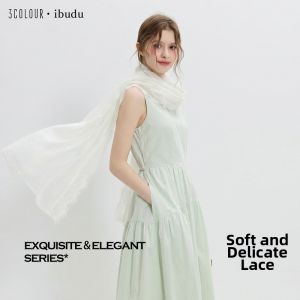 3COLOUR·S | Lace Voile Shawl Milk White Large Fresh Style