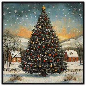 Tranh phong cảnh cây thông noel mùa đông.Tranh treo tường dán tườngsơn dầucanvasCGI-1818