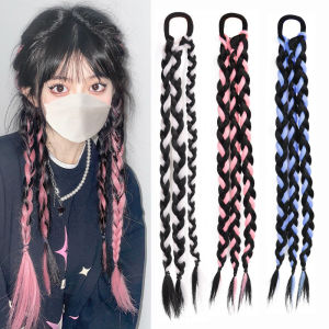 hair extension human hair washable long Pigtail Hairpiece Natural Wig High Elasticity Rubber Band Horse tail For Women Hair Side Natural Lantern Braid Black Hous Tail Hairpiece
