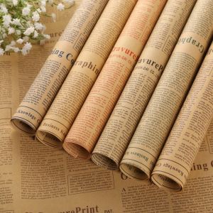 Flower Packaging Material Kraft Paper English Newspaper Bouquet Gift Wrapping Paper Waterproof