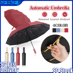 【✅SG stock】24 Ribs Automatic Umbrella Super Windproof Large Umbrella Auto Open Close Excellent Water Repellency