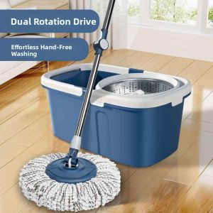 New 2025 Hand-Free Wash Squeegee Head round Rotating Design Floor Cleaning Tool Ultra-Fine-Fiber Pad Drying Quick Broom Sweeper