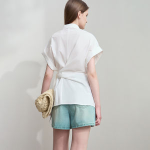 AMII | Elegant French Style Simple Atmosphere Asymmetric Tie Blouse