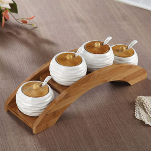Bamboo Lid Spice Jars Kitchen Storage